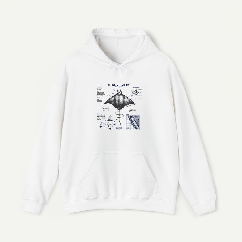 Manta Ray Anatomy Hoodie — Marine Life Graphic Pullover