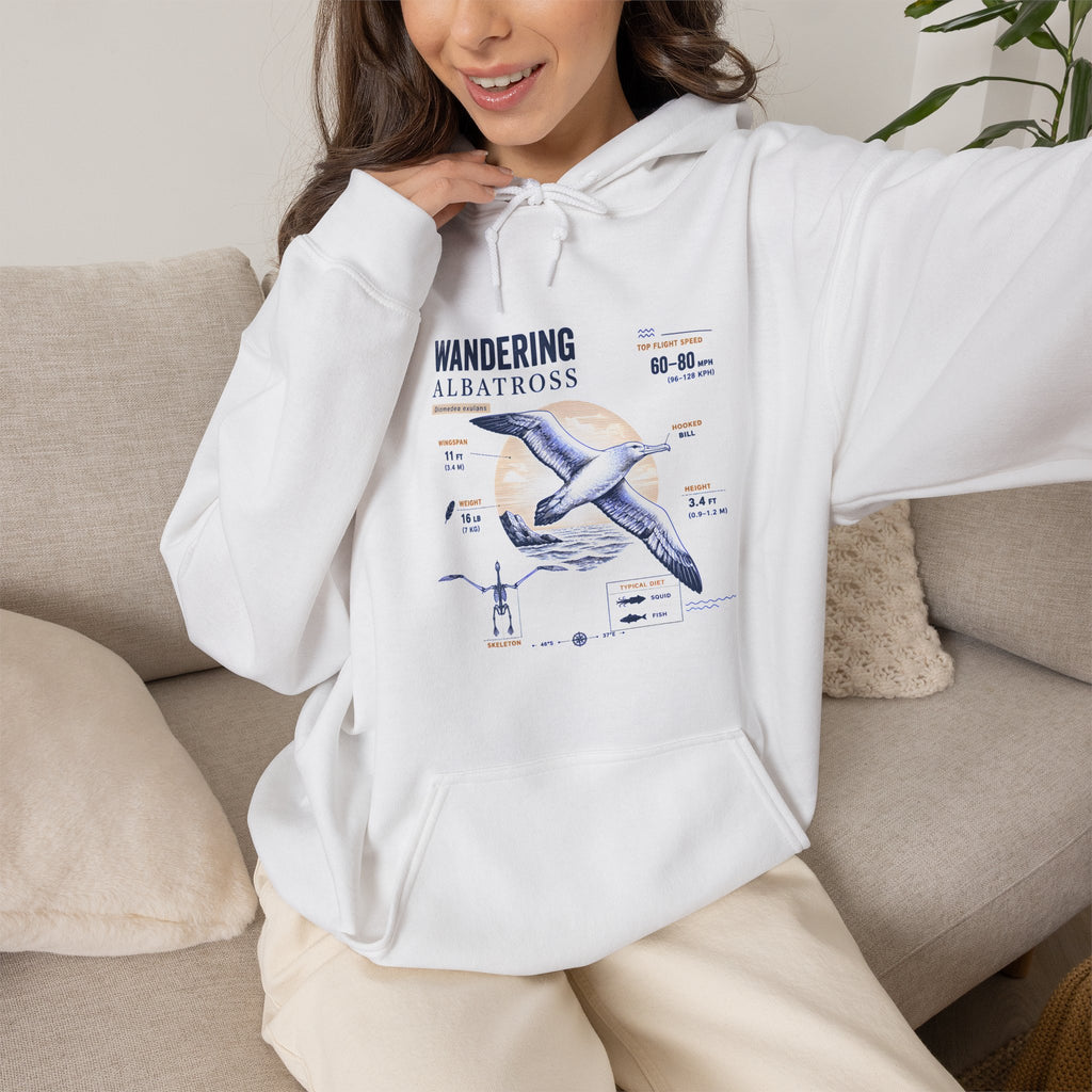 Wandering Albatross Hoodie — Illustrated Sea Bird Anatomy Pullover