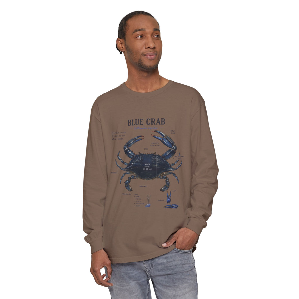Blue Crab Anatomy Long Sleeve Tee