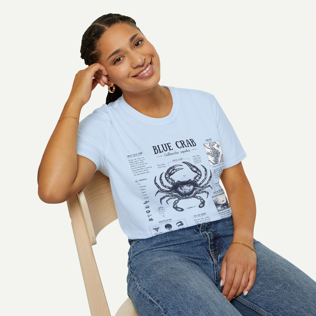 Blue Crab Anatomy T-Shirt — Nautical Vintage Marine Illustration Tee